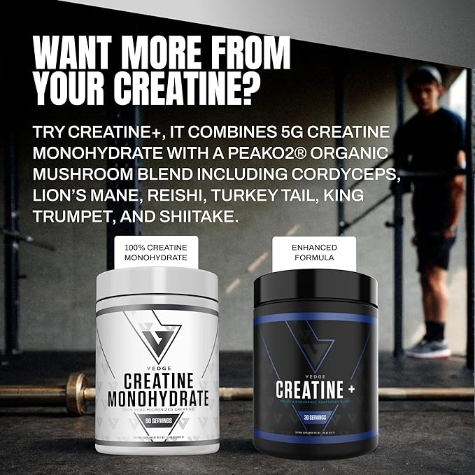 VEDGE Vegan Creatine Powder 5 g Creatine Monohydrate Micronized Unflavored Creatine Powder Plant Based Creatine for Women and Men Gluten Free Made in USA 30 Servings