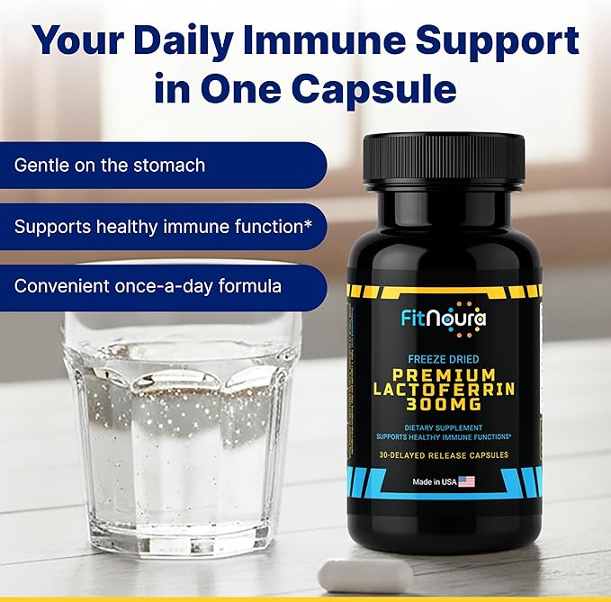 Enteric Coated Lactoferrin Supplement - Delayed Release Capsules | Grass Fed Bovine Lactoferrin | Immune Support Boosts Immunity Gut Health Digestive Support | Low Lactose