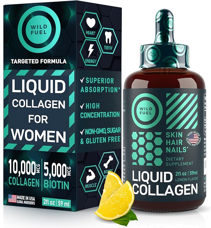 WILD FUEL Liquid Collagen Peptides with Biotin and Dental Probiotics for Fresh Breath Bundle