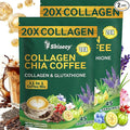 Skiseoy 20x Collagen Chia Coffee - 11-in-1 Coffee Shape Mix with L-Glutathione for Skin Hair Joints - Boost Energy and Focus Vegan Friendly 45 Servings