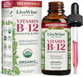 Organic Vitamin B12 1000 mcg Sublingual Liquid Drops For Adults 6 Months Supply 1 oz Methylcobalamin &amp Adenosylcobalamin - Bioactive Blend for Energy Clarity &amp Focus - Vegan Non-GMO Unfla