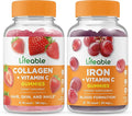 Lifeable Collagen &amp Vitamin C + Iron with Vitamin C Gummies Bundle - Great Tasting Vitamin Supplement Gluten Free GMO Free Chewable Gummy