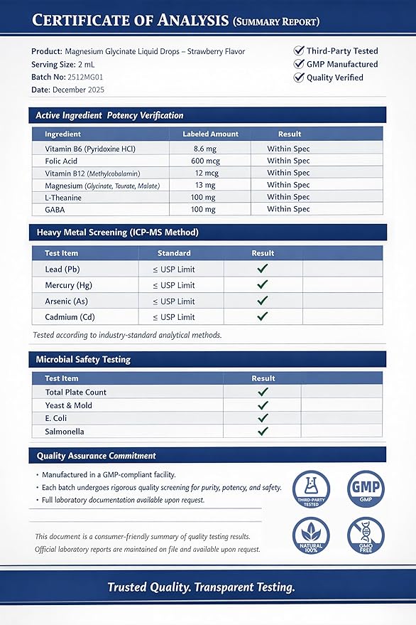 Sleep Support Liquid Magnesium Glycinate Drops for Nighttime Calm Triple Chelated Magnesium Complex with L-Theanine &amp GABA Pre-Dissolved Liquid for Enhanced Absorption Strawberry Flavor 2 Fl O
