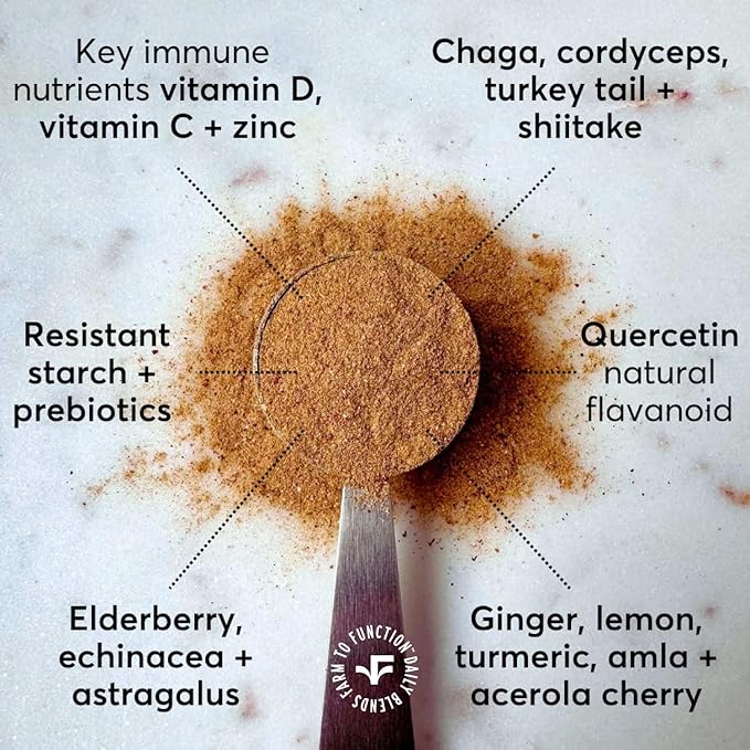 Immune Support Drink Mix - Immune Support with Mushrooms and Botanicals - Antioxidant-Rich Vitamin D &amp C Blend - Daily Immune Booster with Organic Ingredients - Spicy BlackBerry Ginger