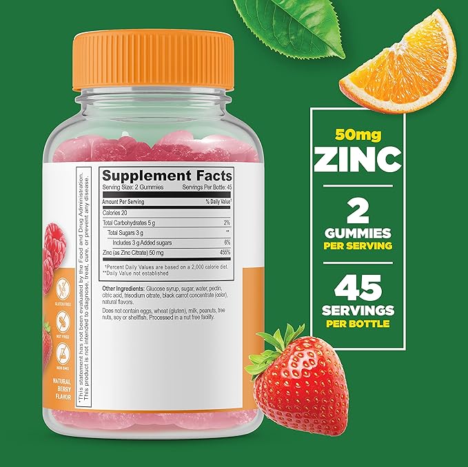 Lifeable Zinc 50mg + Vitamin D 5000 IU Gummies Bundle - Great Tasting Vitamin Supplement Gluten Free GMO Free Chewable Gummy