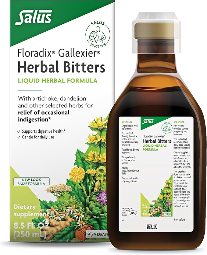 Floradix by Salus Gallexier Herbal Bitters (8.5 oz) &amp Iron &amp Herbs (23.7 oz) Bundle - Herbal Bitter for Digestive Support* - Iron Supplement for Healthy Energy Support*