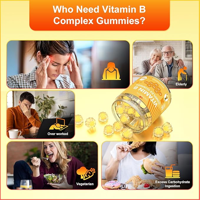 2 Pack Vitamin B Complex Gummies for Women Pineapple Flavor Daily Vitamin C B1B2B3B5B6B7B9B12 Biotin Folate Supports Energy Mood Immune System Sugar-Free Vegan Work Adults(120Count)