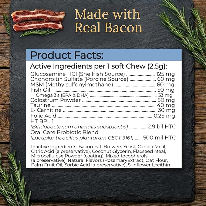 Boston Terrier Multivitamins 90 Count Made in The USA with Real Bacon