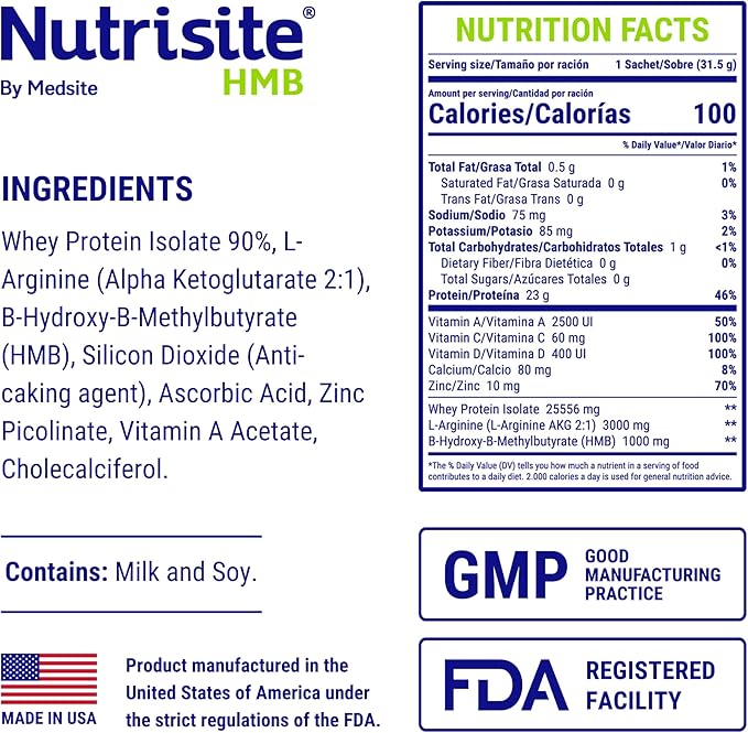 Nutrisite Nutrition Whey Isolate Protein + HMB Special Medical Purpose Food