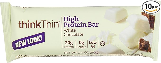 Think Thin! High Protein Meal Alternative Nutrition Bar White Chocolate 2.1 Ounce Bar (Pack of 10)