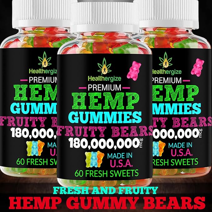 3PACK Hemp Gummies for Sleep-Fresh Fruity Gummy Bears-for Calm and Peace-Natural Hemp Edibles Party Candy-Made in USA