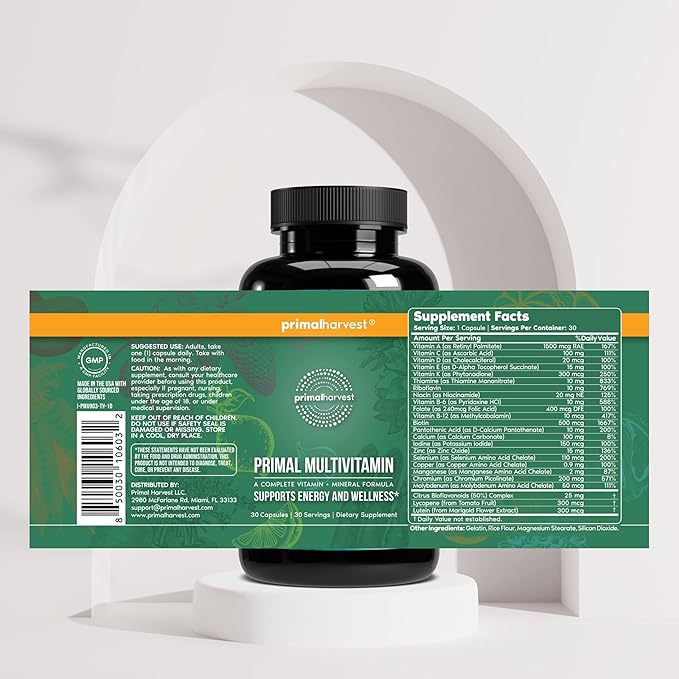 Primal Harvest Gut Restore &amp Multivitamin Supplements for Women and Men Multi Vitamin Capsules and Colon Cleanse Pills Bundle