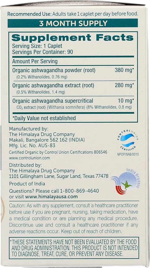 HIMALAYA Organic Ashwagandha 90 CT