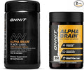ONNIT Cognitive Performance Bundle: Alpha Brain Nootropic Capsules (90 Count) + Alpha Brain Black Label Capsules (80 Count) IGEN Non-GMO Tested Focus Mental Clarity &amp Alertness Pack of 2