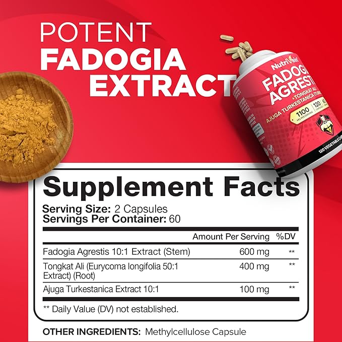 Nutrivein Premium Fadogia Agrestis and Tongkat Ali Supplement &amp Magnesium L-Threonate Bundle: Tongkat Ali Fadogia Agrestis and Magnesium Threonate Supplement Pair for Fitness Recovery &amp Vita