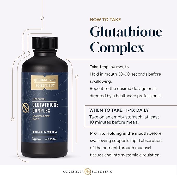 Quicksilver Scientific Glutathione Complex - Superior Absorption Antioxidant Supplement with Liquid Glutathione &amp Milk Thistle - Vitamin B Complex - Supplement for Daily Use (3.38 fl oz)