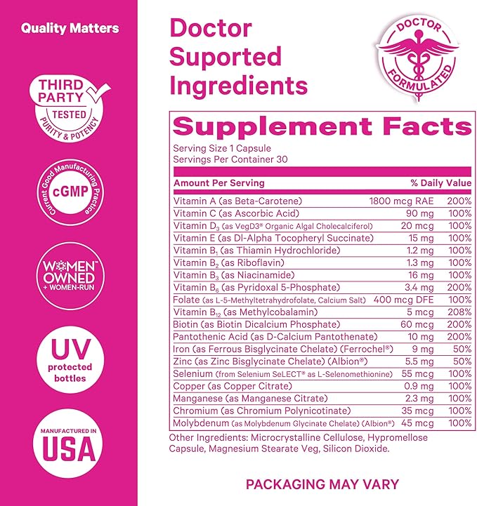 Pink Stork Magnesium Glycinate and Women's Multivitamin Bundle - Magnesium Supplement for Women Calm Mood Hair Skin and Nails