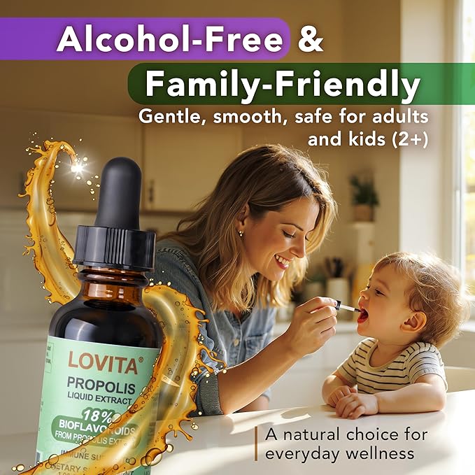 LOVITA Bulk Immune Bundle - 4 Propolis &amp 4 Echinacea Liquid Extracts 18% Bioflavonoids Alcohol-Free Herbal Supplement ([Total] Pc)