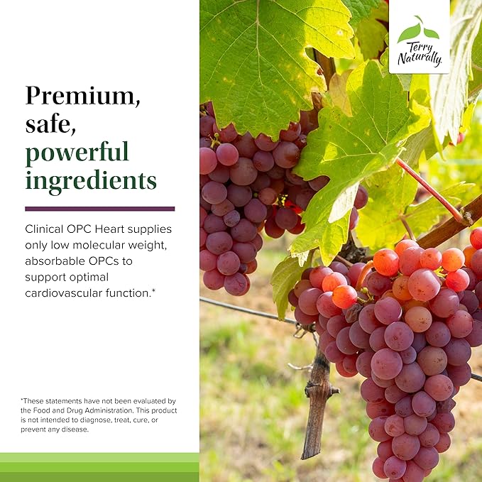 Terry Naturally Clinical OPC Heart - Heart Health Supplement with Magnesium Vitamin B6 Grape Seed Extract - Dietary Supplement for Artery Health &amp Circulation - 60 Capsules