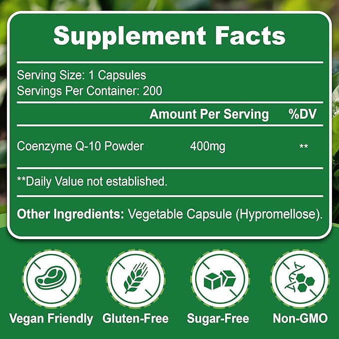 JOESTUHO CoQ10 400mg Supplement High Absorption Coenzyme Q10 for Energy Support Non-GMO Gluten-Free 200 Capsules