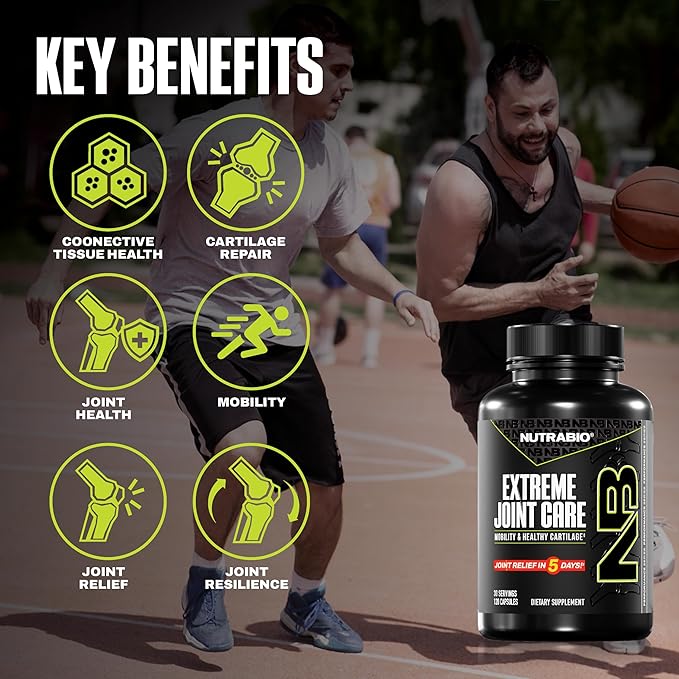 NutraBio Extreme Joint Care - Joint Support Supplement - Joint Health Supplement Supports Joints Mobility and Cartilage - 120 Capsules