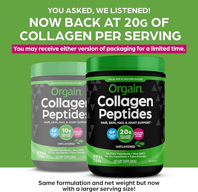 Amazing Grass Greens Superfood Blend with Organic Spirulina Digestive Enzymes - 100 Servings &amp Orgain Hydrolyzed Collagen Peptides Powder 20g Grass Fed Collagen - Hair Skin Nail &amp Joint