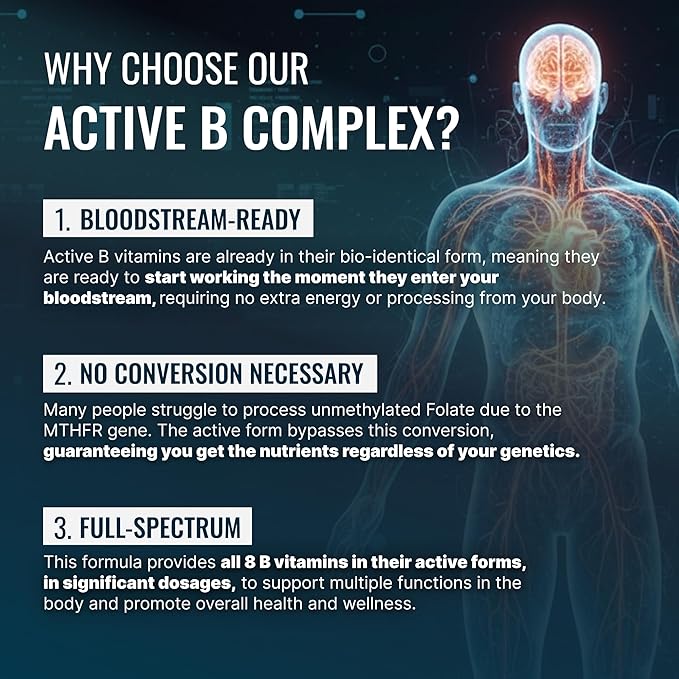 Approved Science Methylated B Complex – Full Bioactive Vitamin B Complex - Folate (5-MTHF) Methylated Vitamin B12 P5P – Methylation Support – Choline Betaine - 60 Capsules - Pack of 3