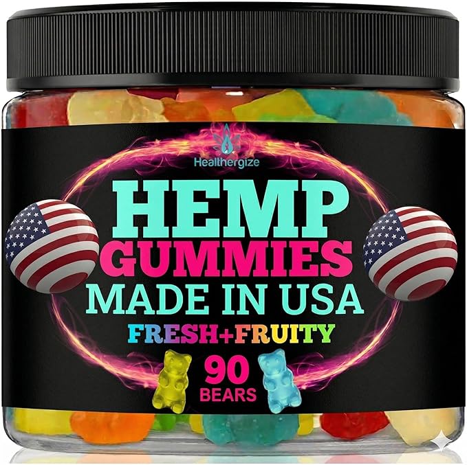Hemp Gummies for Relaxation and Rest-Natural Hempseed Oil Gummies Fresh Fruity Flavors Tasty Candy-Made in USA-Sleep Gummy Bear Edibles-90 Count Bears