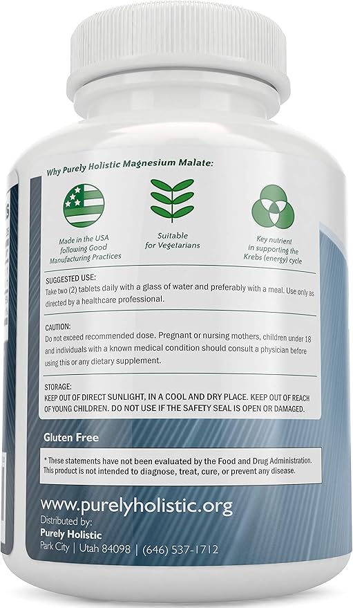 Magnesium Malate 400mg + Magnesium Glycinate 400mg - High Absorption &amp Highly Bioavailable Bundle - 270 + 270 Vegetarian Tablets