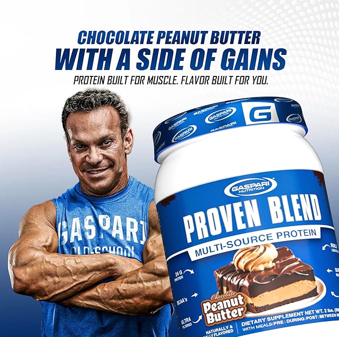 Gaspari Nutrition Proven Blend Multi Source Protein Powder Beef Protein Isolate Whey Concentrate and Whey Isolate Builds Lean Muscle 24g of Protein (28 Servings Vanilla Ice Cream)