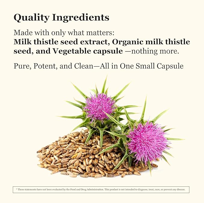 Milk Thistle Supplement – Standardized to 80% Silymarin – Pure Vegan Non-GMO Kosher – 90 Vegan Capsules