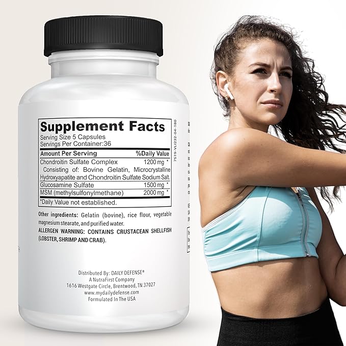 Glucosamine with Chondroitin &amp MSM Joint Supplement - Joint Support Supplement for Men &amp Women’s Mobility &amp Flexibility - 180 Capsules Youthflex Glucosamine Complex Made in The USA