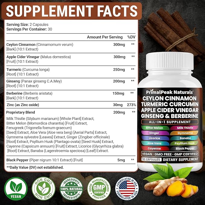 Cortisol Supplements for Women and Men with Magnesium Ashwagandha Rhodiola Rosea L-Theanine &amp Ceylon Cinnamon Apple Cider Vinegar Turmeric Curcumin Panax Ginseng Berberine Vegan Capsules