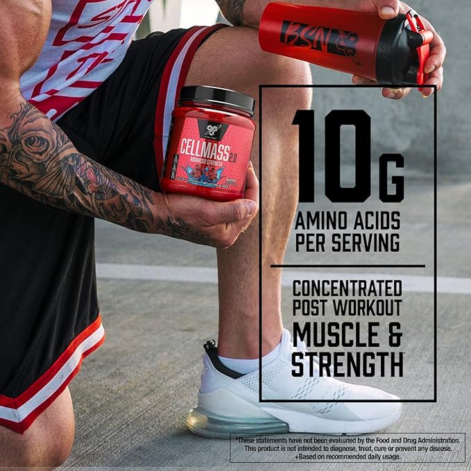 BSN CELLMASS 2.0 Post Workout Recovery with BCAA Creatine &amp Glutamine - Keto Friendly - Arctic Berry (25 Servings) (1048058)
