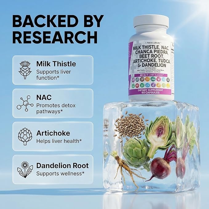 Clean Nutraceuticals Milk Thistle NAC Chanca Piedra Beet Root Artichoke Astragalus Dandelion Root - Liver Cleanse Detox &amp Repair Supplement Plus TUDCA Choline &amp Ginger - 1Pack