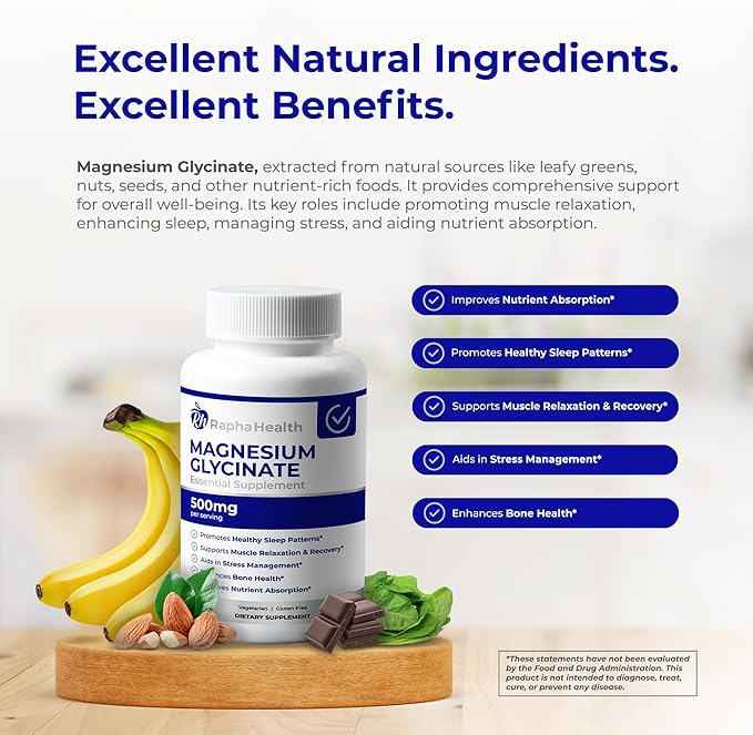 Magnesium GLYCINATE 500mg | High Absorption | 100% Chelated | Supports Bone Health &amp Muscle Recovery | 120 Capsules - 4 Month Supply