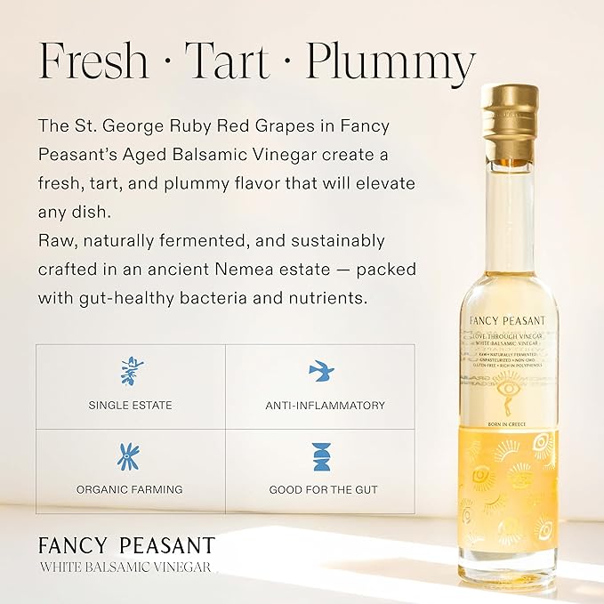 Fancy Peasant White Balsamic Vinegar 200ML Organic White Vinegar for Cooking Traditional Greek Balsamic Vinegar
