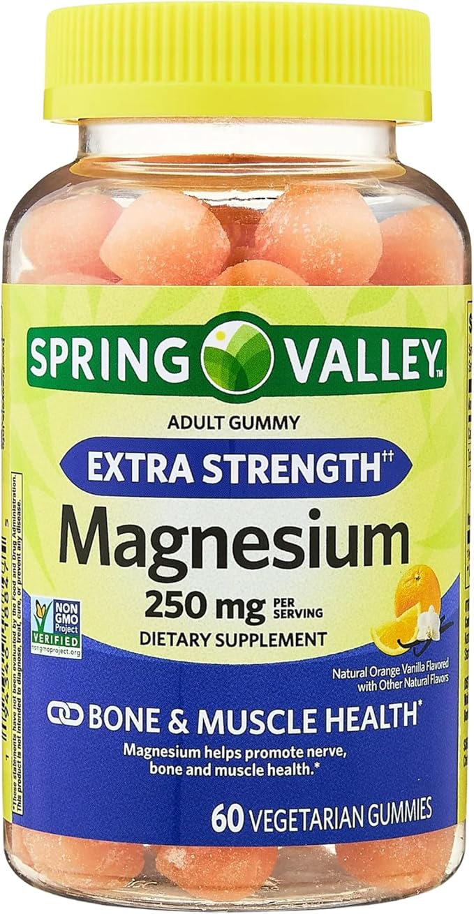 KP+ Magnesium Gummies | Magnesium Citrate 250 mg | 60 Vegetarian Gummies | Extra Strength | Supports Bone Nerve &amp Muscle Health | Orange Vanilla Flavor | Pack of 2