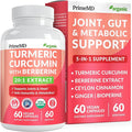 5-in-1 USDA Organic Turmeric Curcumin Supplement - 230mg with Berberine Ceylon Cinnamon Bioperine and Ginger Supplements for Mobility Digestion &amp Wellness Support USDA Organic 60 Servings 1-P