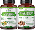 Zazzee Enhanced Comfort &amp Mobility Support Bundle | French Maritime Pine Bark Extract Capsules Plus Super Concentrated Boswellia Extract | Non-GMO Vegan &amp ISO Lab Tested (6 Month Supply)