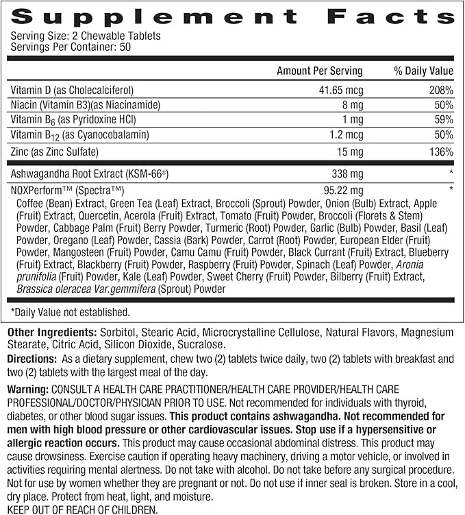 Ageless Male Max Chewable Nitric Oxide Booster Supplement for Men – High Potency Ashwagandha Extract to Boost Workouts Muscle &amp Performance Reduce Stress Support Sleep - 200 Count