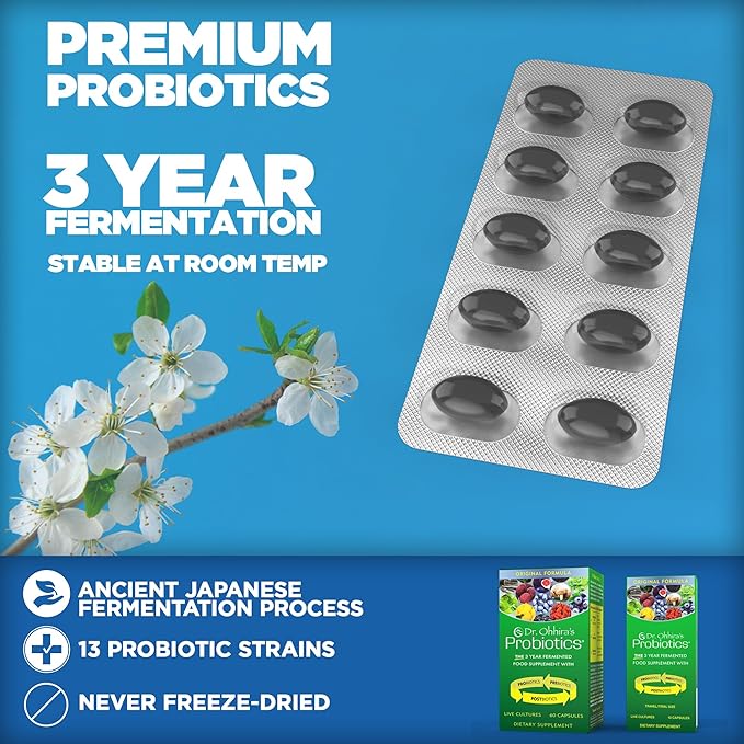 Dr. Ohhira's Probiotics Original Formula 60 Caps with Bonus 10 Capsule Travel Pack - 13 Probiotic Strains with Prebiotics and Postbiotics
