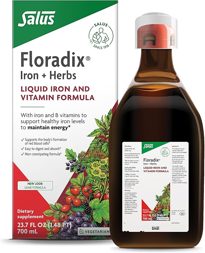 Floradix by Salus Magnesium (16.9 oz) &amp Iron &amp Herbs (23.7 oz) Bundle - Magnesium for Bone Support Digestive Health &amp More* - Iron Supplement for Healthy Energy Support*