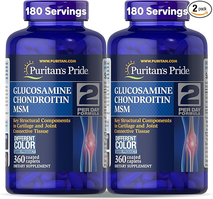 Puritan's Pride Glucosamine Chondroitin MSM Dietary Supplement for Joint Health 360 Coated Caplets