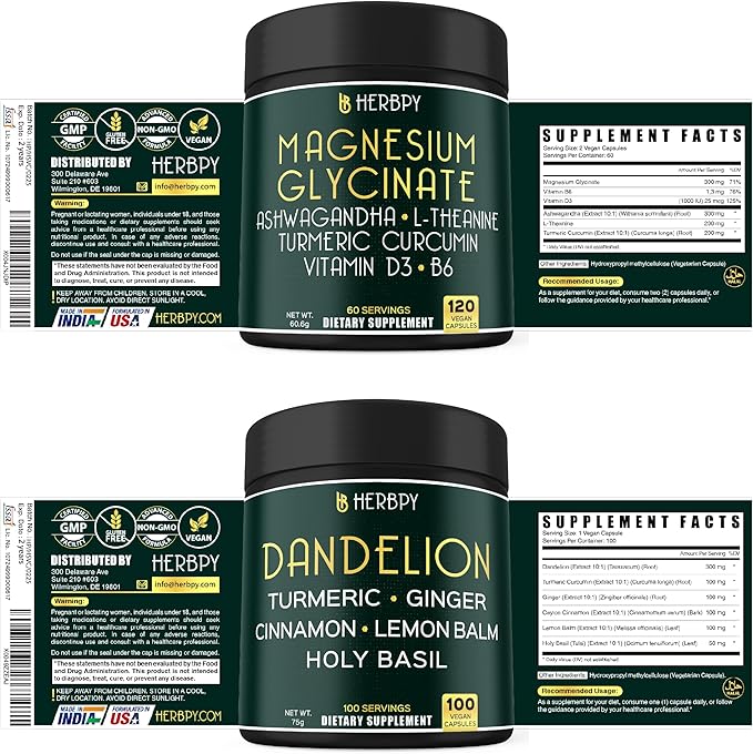 Bundle 6in1 Magnesium Glycinate Supplement &amp 6in1 Dandelion Supplement