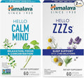 Himalaya Hello Calm Mind with Bacopa for Relaxation Focus and Concentration &amp Hello ZZZs with Melatonin for Sleep Support 60 Capsules Each - Bundle
