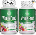 Whole Food Multivitamin for Men and Women (2PACK): Whole Nature Daily Superfood Vitamins Plus Minerals Digestive Enzymes Probiotics and Omegas. Plant Based Multi Vitamin Non GMO Gluten Free