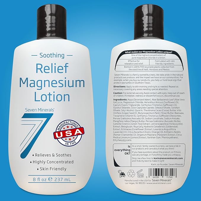 Seven Minerals Magnesium Non-Greasy Lotion with Skin Friendly Ingredients - 8 fl oz
