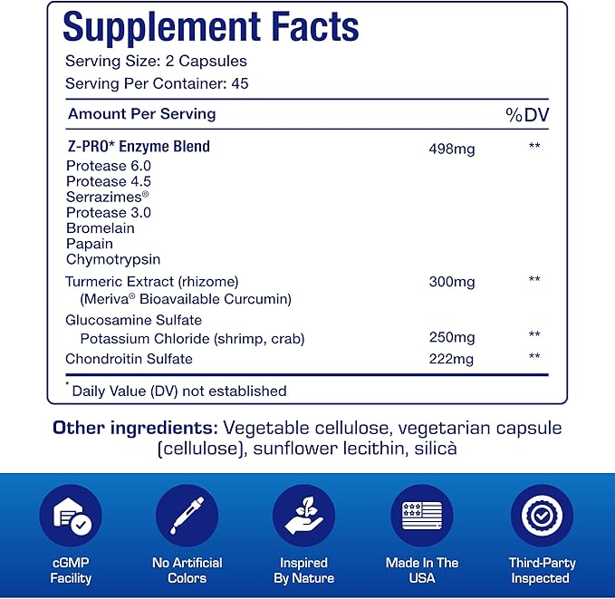 Nutra Disc &amp Joint Support Supplement - Clinically Formulated Restorative Cartilage Ligament and Tendon Supplement with Patented Meriva Curcumin &amp Glucosamine and Chondroitin for Adults - 45 S
