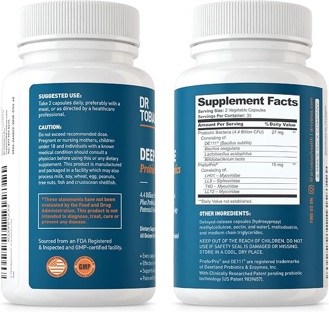 Dr. Tobias Deep Immune Probiotics &amp Prebiotics and DIM Complex Supports Digestive Health Gut Immune Function Hormone Balance for Women &amp Men